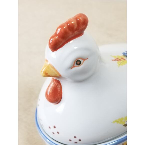 Chicken Hen Nest Ceramic Trinket Box Prestige Place 5 1/2" Japan Farmhouse Decor - Picture 10 of 14